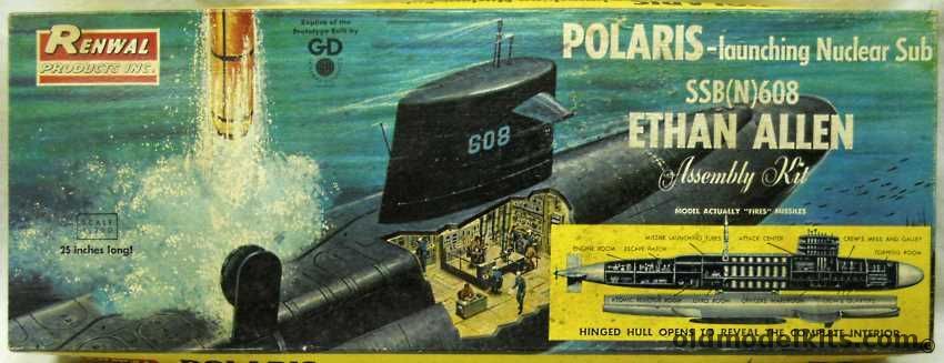 Renwal 1/200 SSB(N)-608 Ethan Allen Polaris Launching Nuclear Submarine, 652-298 plastic model kit